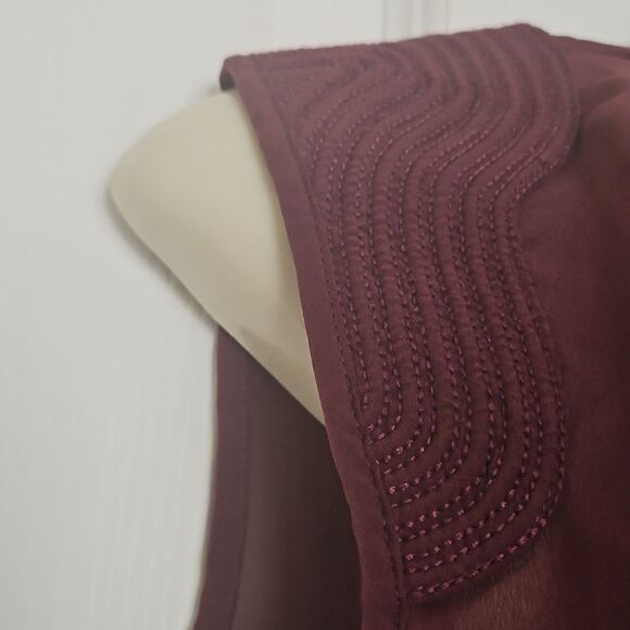 H&M Sheer Sleeveless Button-Down Summer Top Size 2 Burgandy - Picture 5 of 16